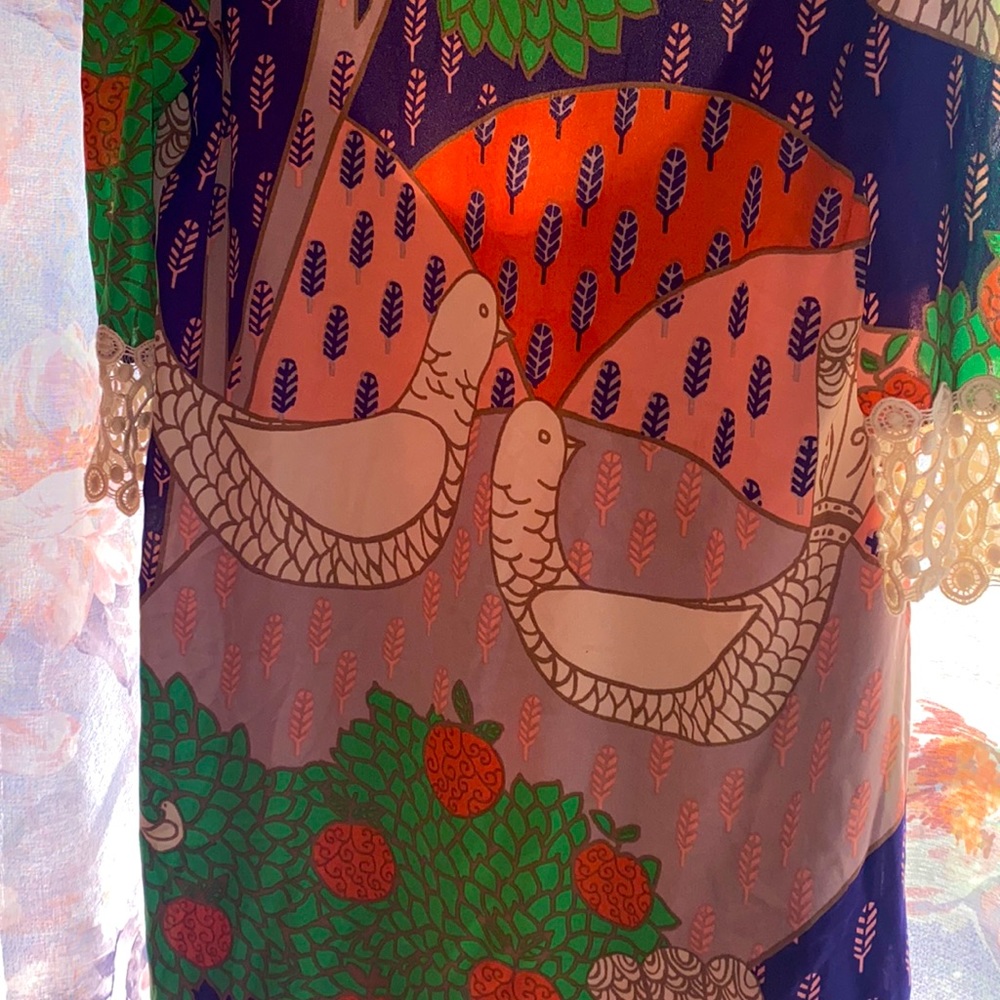 lightweight, sheer, backless dress OR long top. (Fits small)